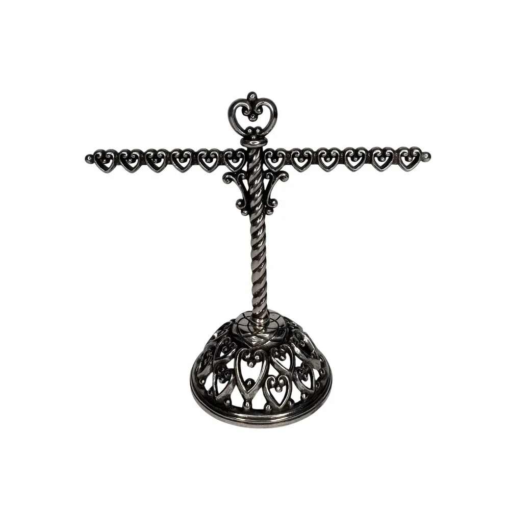 Brighton Silver Heart Scrollwork Earring Tree Stand Jewelry Stand Holder